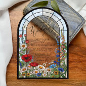 Unique Wildflower Stained Glass Arch Wedding アクリル招待状