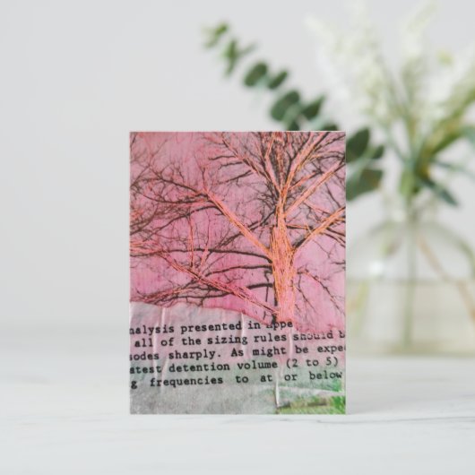 Unique Winter Tree Mixed Media Collage ポストカード (スタンド正面)