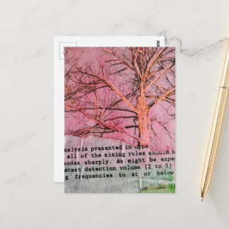 Unique Winter Tree Mixed Media Collage ポストカード