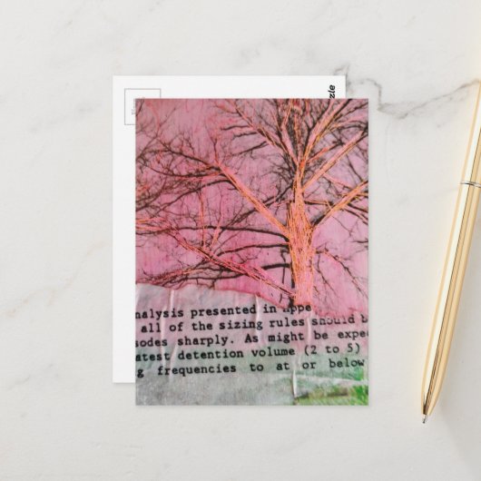 Unique Winter Tree Mixed Media Collage ポストカード (正面/裏面インサイチュ)