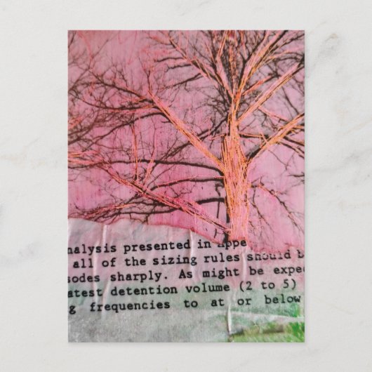 Unique Winter Tree Mixed Media Collage ポストカード (正面)