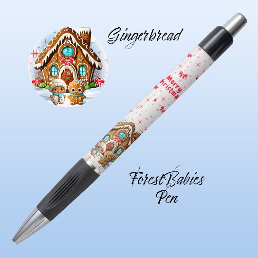 Unique Xmas Gingerbread House, Man, Girl, White ボールペン