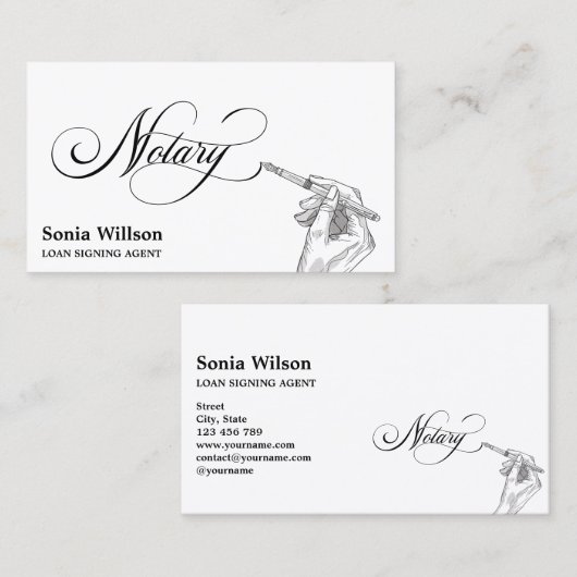 UniquecVoxivalsローン署名エージェントのタイポグラフィハンド 名刺 (正面/裏面)