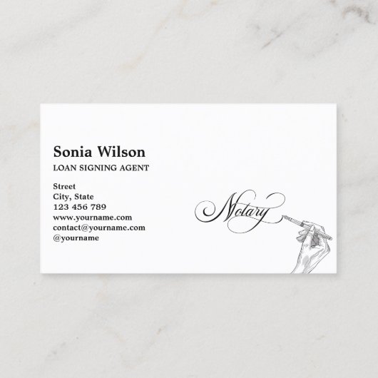 UniquecVoxivalsローン署名エージェントのタイポグラフィハンド 名刺 (裏面)