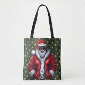 Uniquely Black Santa Large Shoulder Tote トートバッグ (正面)