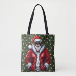 Uniquely Black Santa Large Shoulder Tote トートバッグ