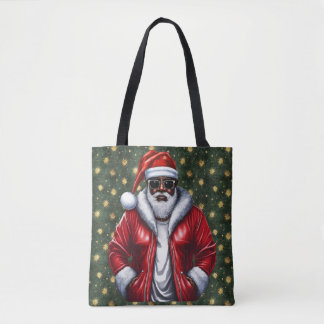 Uniquely Black Santa Large Shoulder Tote トートバッグ