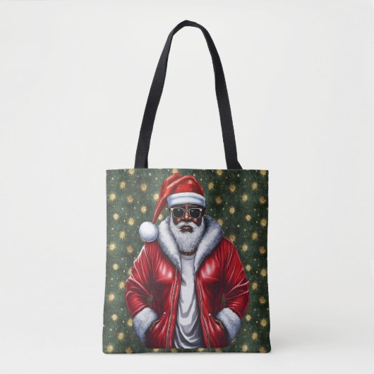 Uniquely Black Santa Large Shoulder Tote トートバッグ (正面)