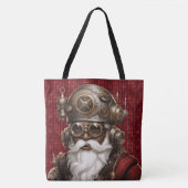 Uniquely Black Steampunk Santa Large Shoulder Tote トートバッグ (正面)