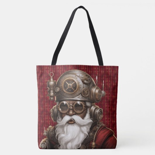 Uniquely Black Steampunk Santa Large Shoulder Tote トートバッグ (正面)
