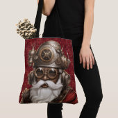 Uniquely Black Steampunk Santa Large Shoulder Tote トートバッグ (クローズアップ)