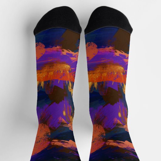 Unisex Abstract Canvas Painting Crew Sock ソックス (上部)