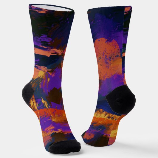 Unisex Abstract Canvas Painting Crew Sock ソックス (傾斜あり)