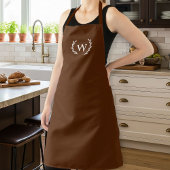 Unisex Apron with Monogram,  Dark Brown, Rustic  エプロン