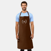Unisex Apron with Monogram,  Dark Brown, Rustic  エプロン (着用した状態)