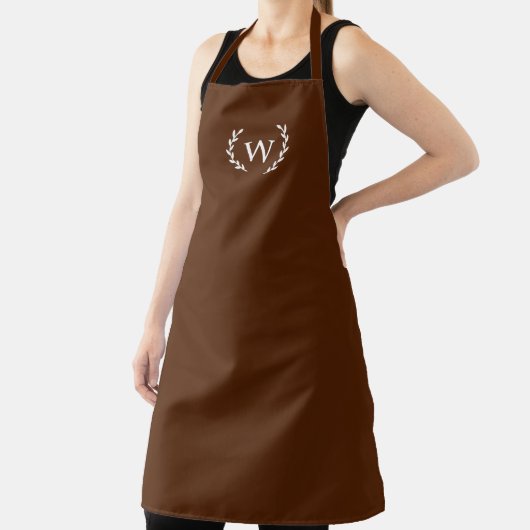 Unisex Apron with Monogram,  Dark Brown, Rustic  エプロン (インサイチュ)