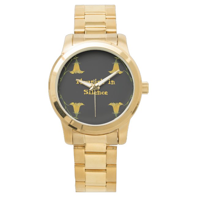 Unisex Large Style Gold Wristwatch – Flowers soul 腕時計 (正面)