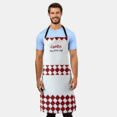 Unisex Red and White Checkered Apron - Modern エプロン (着用した状態)