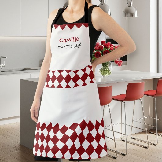 Unisex Red and White Checkered Apron - Modern エプロン