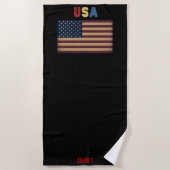 Unisex USA American Flag Retro  ビーチタオル (正面)