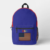 Unisex USA American Flag Retro  プリントバックパック (正面)