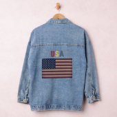 Unisex USA Retro Grunge American Flag デニムジャケット (ハンガー)