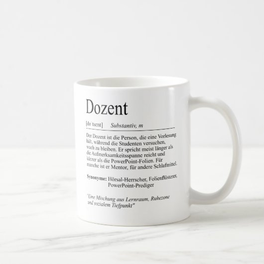 Unispruch "Dozent" Student Geschenk, Studenten コーヒーマグカップ (右)
