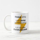 Unispruch "Haare lang, Arme schmächtig" Studenten コーヒーマグカップ (左)