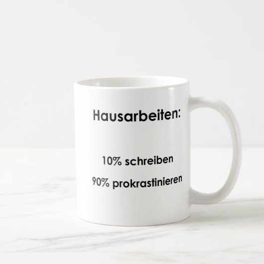 Unispruch "Hausarbeiten" Geschenk, Studenten コーヒーマグカップ (右)