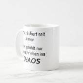 Unispruch "immatrikuliert ins Chaos" Studenten コーヒーマグカップ (正面左)