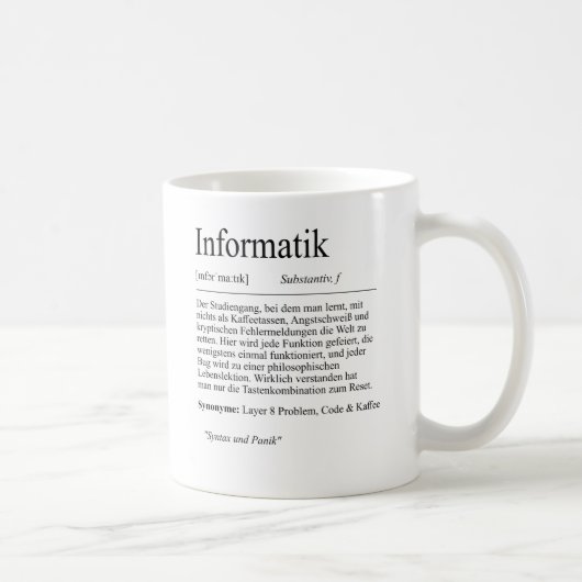 Unispruch "Informatik" Geschenk, Studenten コーヒーマグカップ (右)