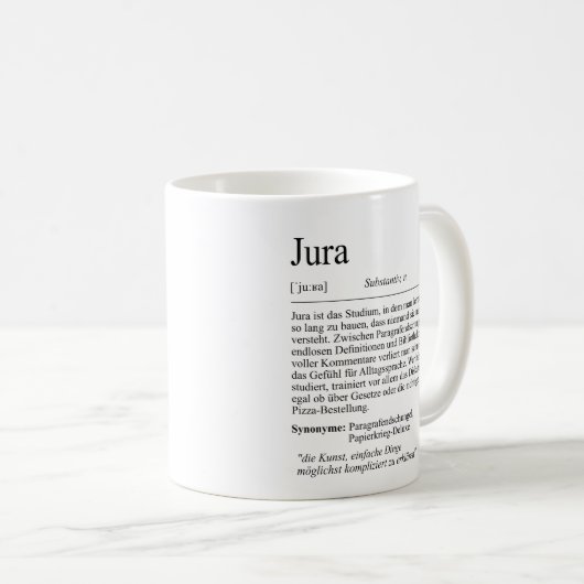 Unispruch "Jura" Student Geschenk, Studenten コーヒーマグカップ (正面右)