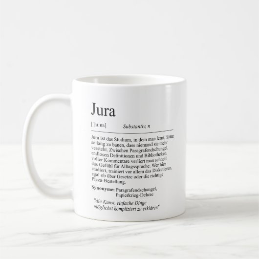 Unispruch "Jura" Student Geschenk, Studenten コーヒーマグカップ (左)