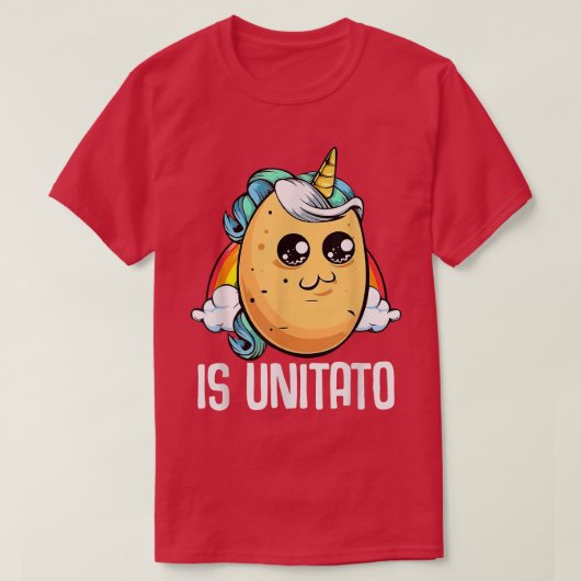 Unitatoは深夜のテレビに見られるジャガイモである Tシャツ (デザイン正面)