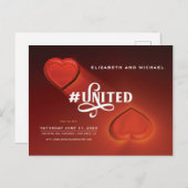 #United、2つのハート、日付はがきを保存 インビテーションポストカード (正面/裏面)