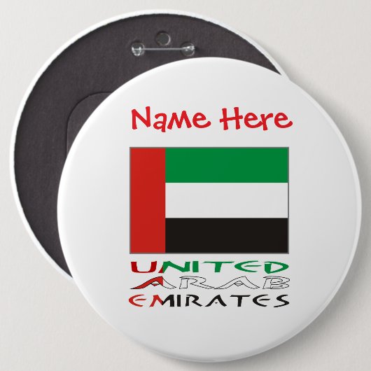 United Arab Emirates UAE Flag Red Personalize Name 缶バッジ (正面&裏面)