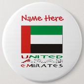 United Arab Emirates UAE Flag Red Personalize Name 缶バッジ (正面)