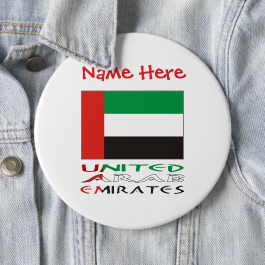 United Arab Emirates UAE Flag Red Personalize Name 缶バッジ (インサイチュ)