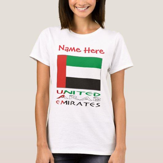 United Arab Emirates UAE Flag Red Personalize Name Tシャツ (正面)