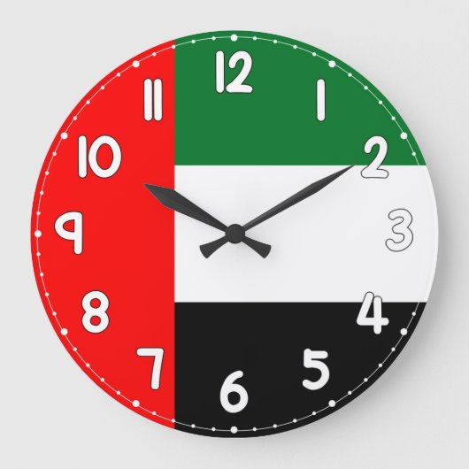United Arab Emirates UAE Flag Wall Clock ラージ壁時計 (正面)