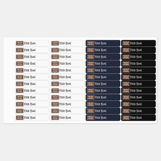 United Kingdom Art Deco Flag | Iron-On Name Label ラベル (シート)