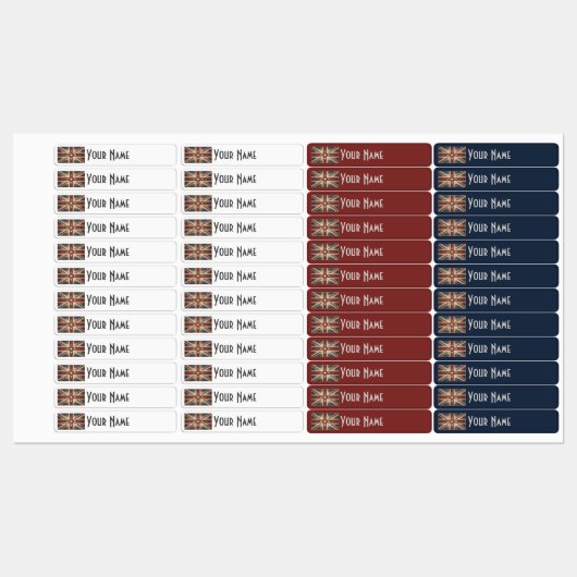 United Kingdom Art Deco Flag Waterproof Name Label ラベル (シート)