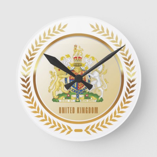 United Kingdom Coat Of Arms ラウンド壁時計 (正面)