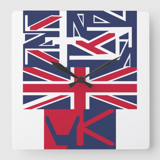 United Kingdom UK flag BY MASANSER PIXELAT スクエア壁時計 (正面)