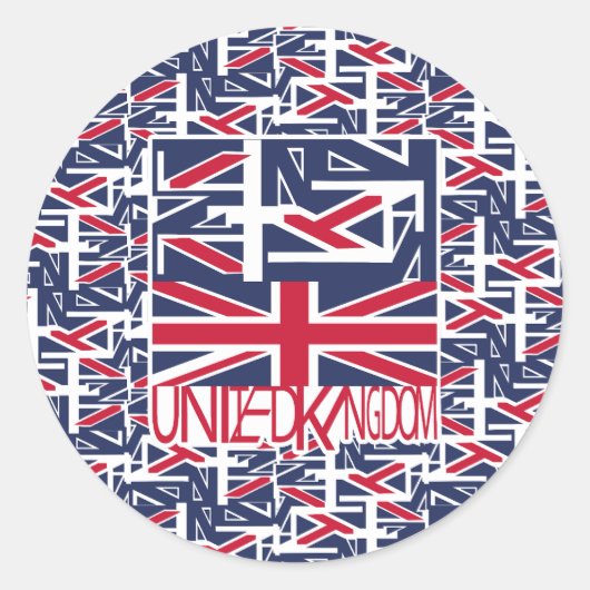 United Kingdom UK flag BY MASANSER PIXELAT ラウンドシール (正面)