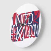 United Kingdom UK flag BY MASANSER PIXELAT ラージ壁時計 (傾斜)