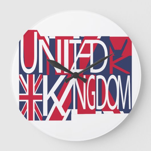 United Kingdom UK flag BY MASANSER PIXELAT ラージ壁時計 (正面)