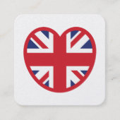 United Kingdom Union Jack Flag Heart スクエア名刺 (正面)
