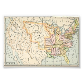 United States 1830 Historical Map Illustration フォトプリント
