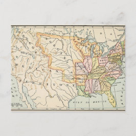 United States 1830 Historical Map Illustration ポストカード